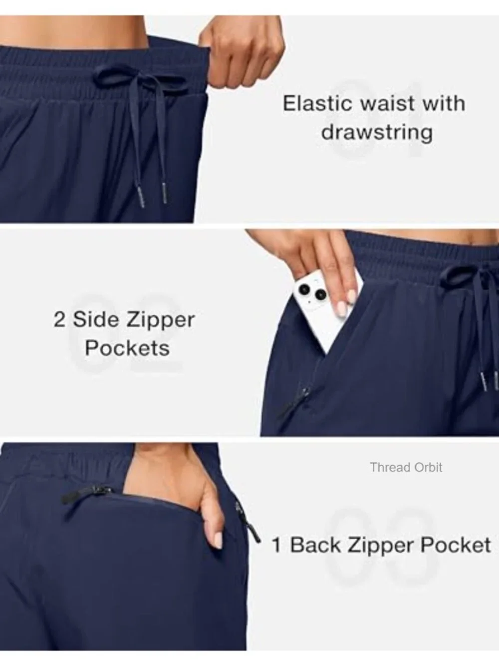 Women's Quick Dry Hiking Shorts with 3 Zipper Pockets UPF 50+